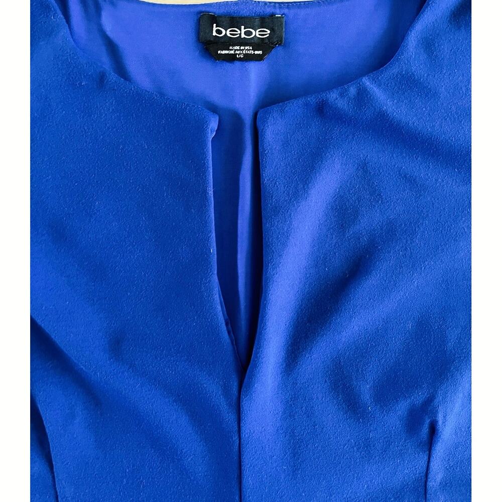 Bebe Vintage Y2K Sapphire Blue Peplum Cap Sleeve Top Girls Night Glam Size L - Picture 4 of 8